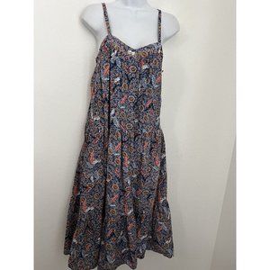 Knox Rose Womens XS Midi Dress Sleeveless Tiered Floral Blue Cottagecore…